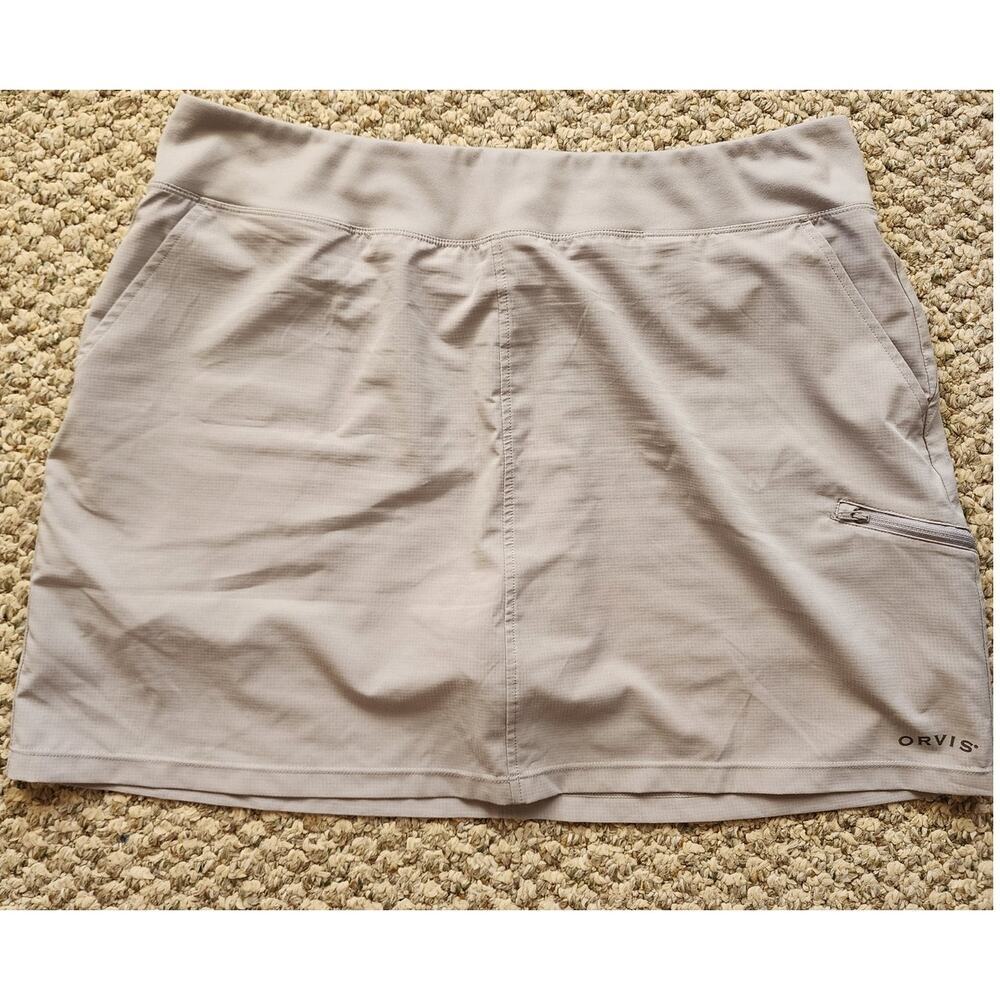 ORVIS Skort Women's XL Gray Lightweight Stretch Zipper Pocket Outdoor Activewear